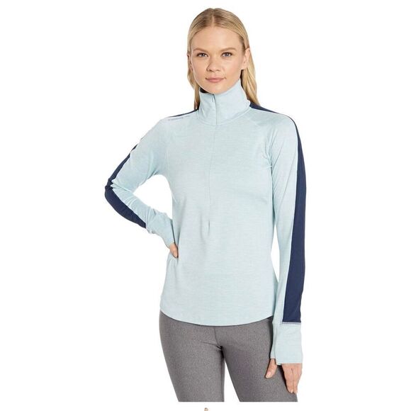 Brooks Dash Half-Zip Top - Size L Heathered Glacier/Navy - Picture 1 of 9